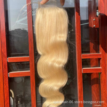 SPARK 13*4 Frontal Virgin Brazilian 613 Blond Human Hair 4x4 Swiss Lace Closure Extension for Women Blonde Silky Straight Wave